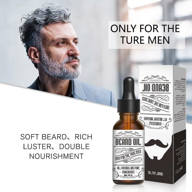 Männer natürliches Bart wachstums öl feuchtigkeit spendend glätten Herren Öl Conditioner Bart pflege werkzeuge Bart schneidig y0z9