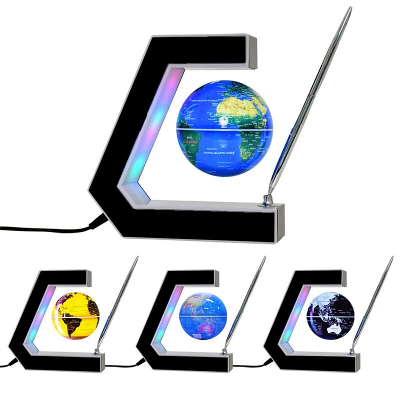 Magnetic Levitation Globe with LED Light & Pen Floating World for Home Office Desk Gadget Decor Gift for Men Father Friend Boss
