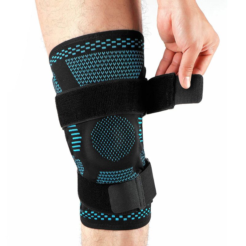 1 szt. Opaska kompresyjna podtrzymująca orteza stawu skokowego ze stabilizatorami bocznymi i żelem rzepki na ból kolana łąkotki powrót do zdrowia