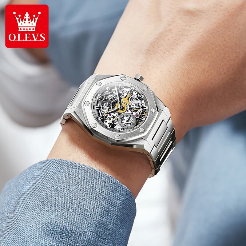 OLEVS męskie zegarki wysokiej jakości moda automatyczny zegarek dla człowieka oryginalny precyzyjny ruch wodoodporny świecący