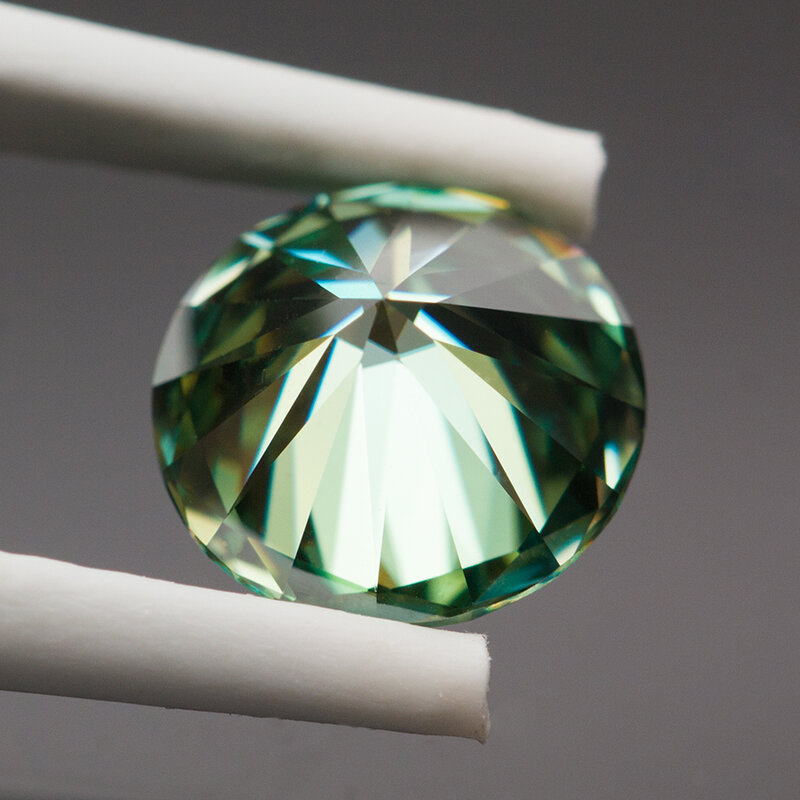Moissanite Stone Gemstone Round Cut Yellow Green Colour Lab Created Diamond Advanced Jewelry Making Materials GRA Certificate