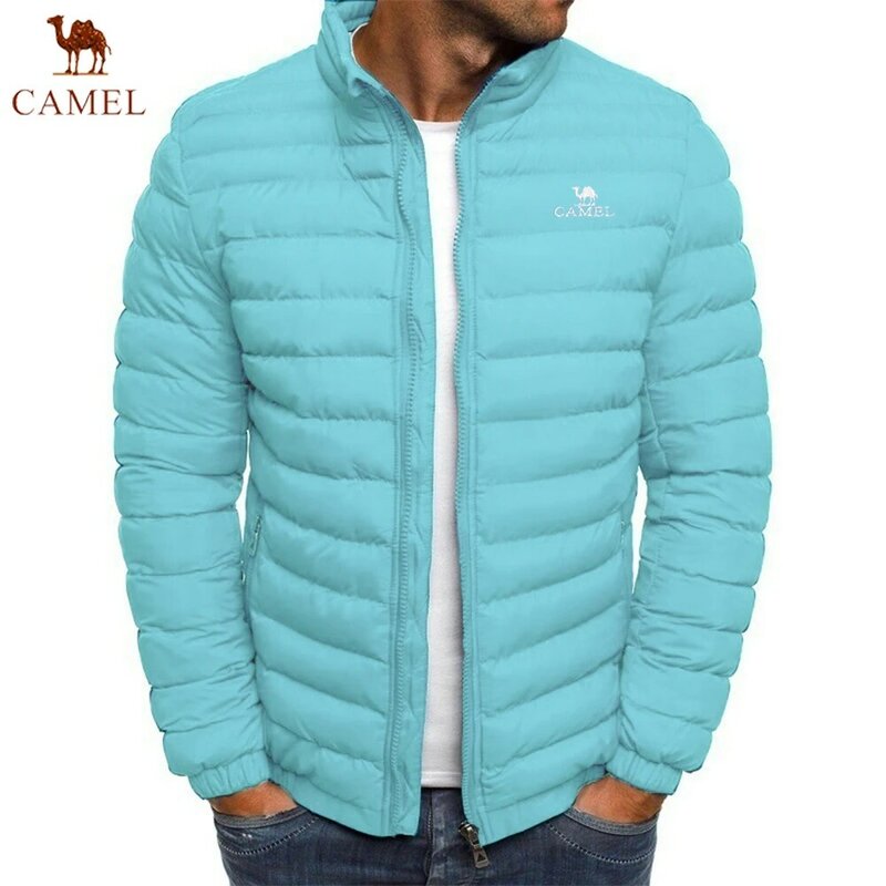 Мужская зимняя куртка CAMEL2024 с воротником-стойкой, теплая парка, уличная мода, повседневная бейсбольная приталенная брендовая куртка, пуховик