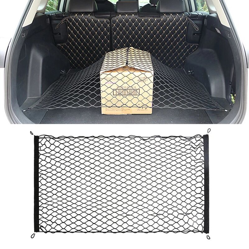 Filets de coffre de voiture en Nylon élastique et Durable, 110x60cm, filets de rangement de bagages, filet en maille avec crochets pour pick-up de voiture SUV MPV