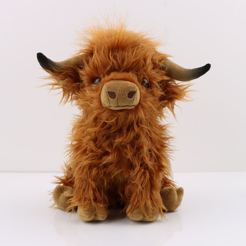 29cm Kawaii symulacja szkocka rasa wyżynna zwierząt pluszowa lalka miękkie nadziewane krem Highland bydło pluszowe zabawki Kyloe Plushie prezent dla dzieci