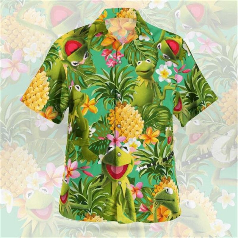 Camicie Casual da uomo camicie con stampa 3d pappagallo camicia hawaiana moda uomo camicette da spiaggia camicetta a maniche corte vocazione camicia con risvolto ragazzo