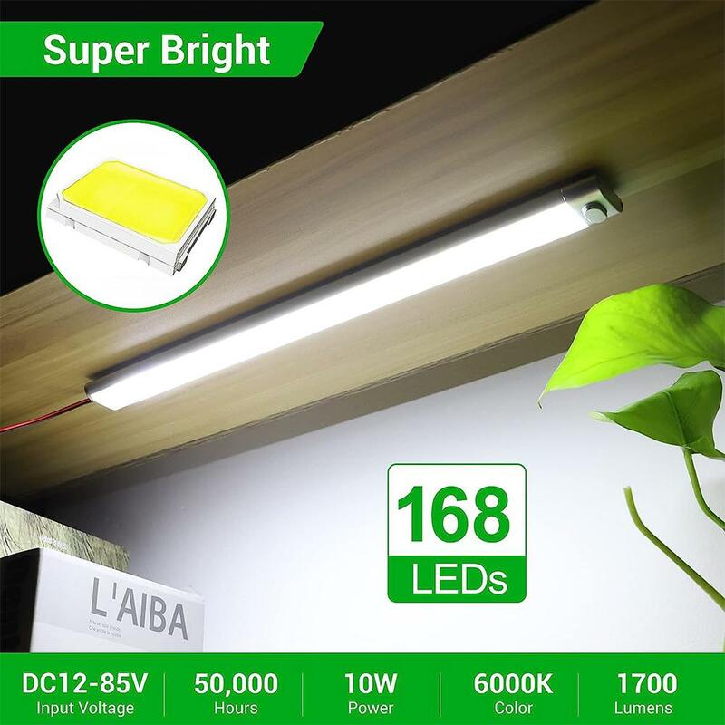 Fita LED com interruptor on-off, barra de luz interior, iluminação de teto, lâmpada, 12V, 168LEDs, 1700lm, 6000k, 2pcs