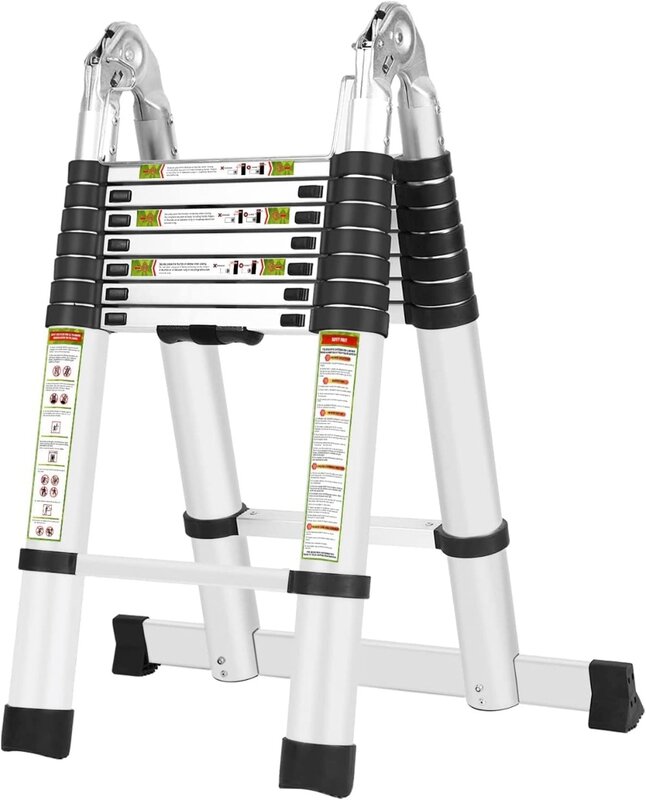 Telescopische Ladder, 16,5 Ft Aluminium Verlengladder, A-Frame Telescopische Ladder Draagbare Vouwladder Voor Buiten En Huishouden