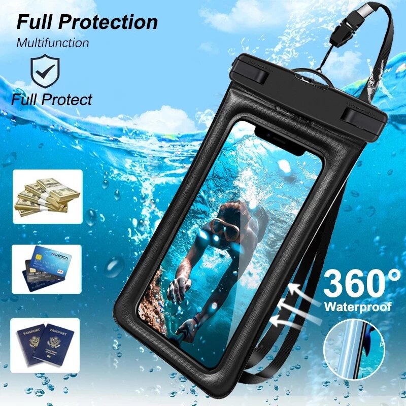 Schwimm Airbag Wasserdichte Schwimmen Tasche Telefon Fall Für iPhone 11 12 13 14 Pro Max Samsung S23 S22 Xiaomi 13 huawei P30 20 Lite Abdeckung