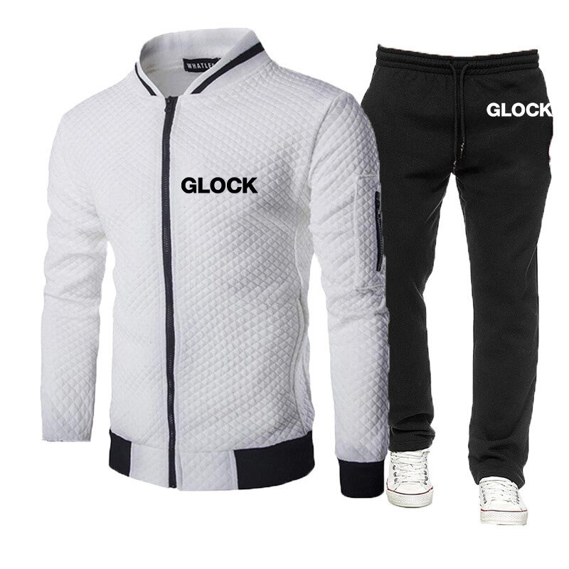 Glock jaket pria baru, jaket ritsleting Mode Pria Musim Semi dan Musim Gugur, pakaian olahraga santai, pakaian lari kebugaran, pakaian olahraga
