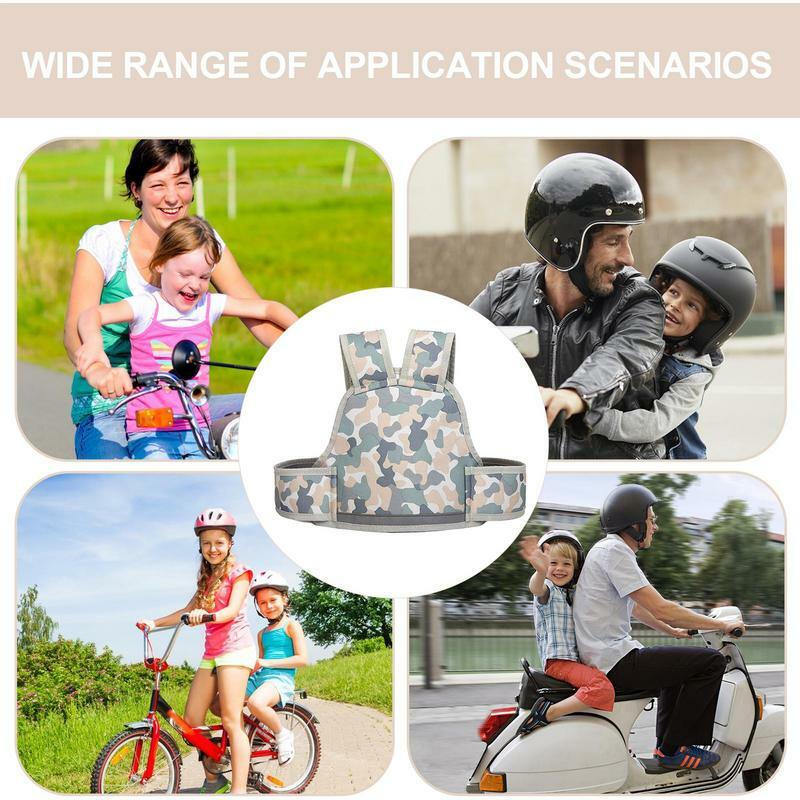 Arnês de motocicleta com faixa reflexiva para crianças, Arnês de segurança do veículo, Malha respirável 3D, Portátil e leve