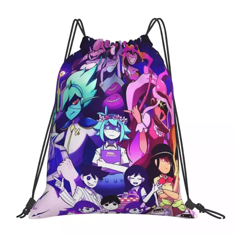 Omori-mochila portátil con cordón para hombre y mujer, bolsa de almacenamiento con bolsillo para libros, mochila escolar de Anime para videojuegos