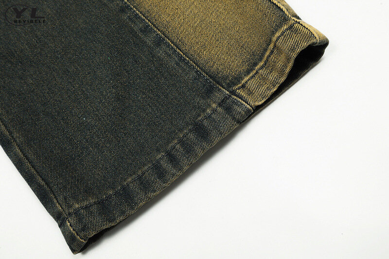 Pantalones vaqueros desgastados con múltiples bolsillos para hombre y mujer, pantalón de mezclilla Cargo recto lavado, Vintage, holgado, Micro cuerno