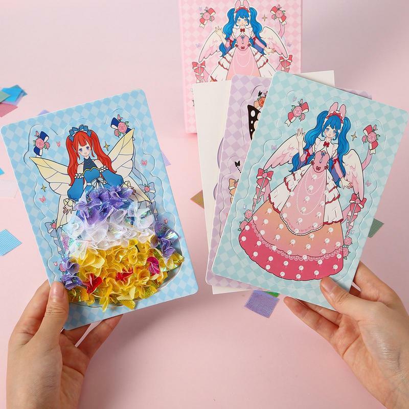 DIY Malerei Aufkleber Handwerk Spielzeug Kind Kunst Mädchen stoßen Prinzessin handgemachte pädagogische magische Kinder Geschenke