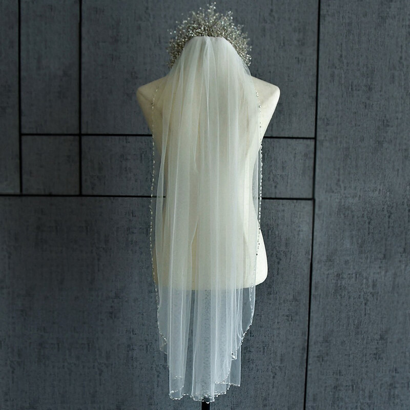 BL4038 Minimalist Bead Lock Edge 1 meter wedding bridal veil