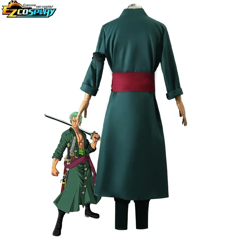 Disfraz de Cosplay de Roronoa Zoro, Kimono de Anime, uniforme verde, después de dos años, Disfraces de Halloween, mujeres y hombres
