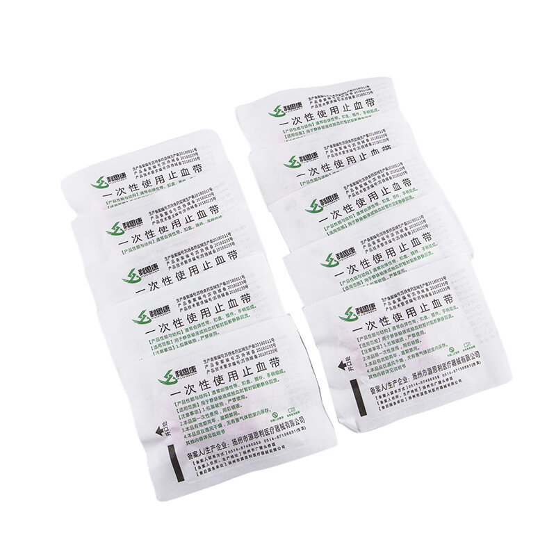 10pcs/set Medical Rubber Elastic Belt Pink Disposable Tourniquet First Aid Kit Product Disposable Tourniquet