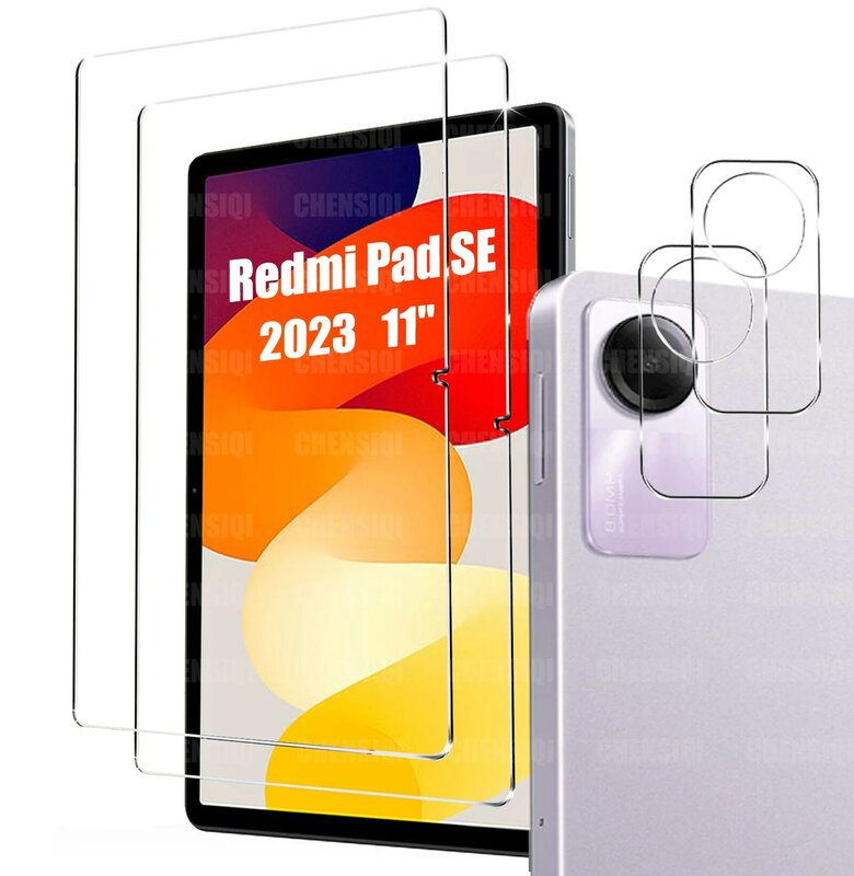 Protector de pantalla para Xiaomi Redmi Pad SE, 11 pulgadas, 2023, película de vidrio templado para tableta, Protector de cámara trasera, anticaída/antiarañazos