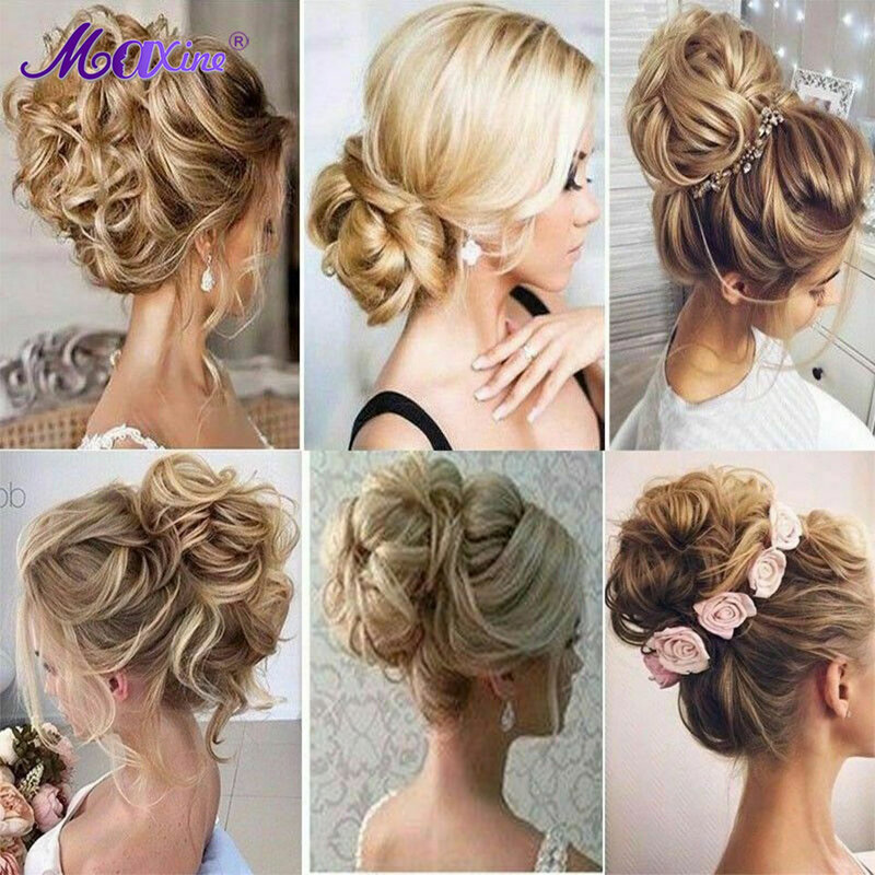 Elastic Wrap Hair Scrunchies para Mulheres, Chignon Donut Updo, Sujo Curly Hairpieces, 100% Real Bun de Cabelo Humano, Ponytail Pieces
