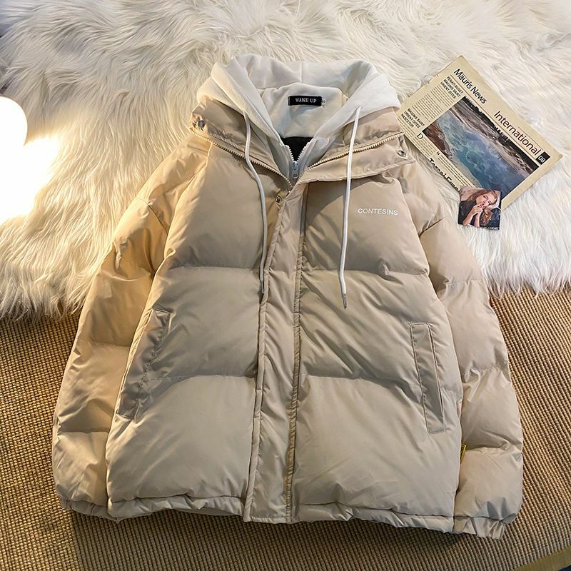 Jaqueta com zíper versão coreana feminina, casaco grosso, roupas de algodão, multifuncional, bolso falso de dois, lazer, inverno, novo, Y2K