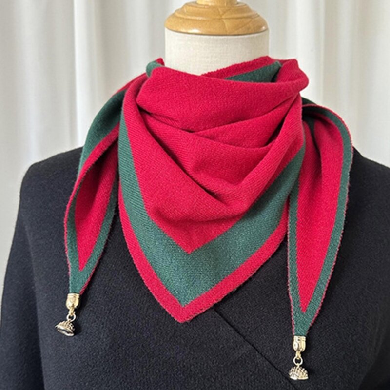 Зимний треугольный шарф, модная шаль с магнитной застежкой, женский уличный треугольный шарф DXAA