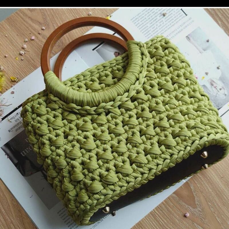 New Women's Bag Single Crossbody Bags Cloth Crochet Woven Tote Women Shoulder Bags Ladies Casual Shopping Basket Bags Designer