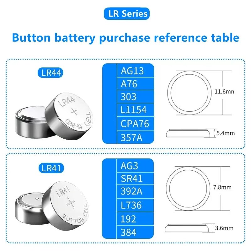 Bateria alcalina de alta capacidade para relógios, Baterias Coin Cell Button, AG3, LR41, L736, 392, 384, 192, 1.5V, 2-50Pcs