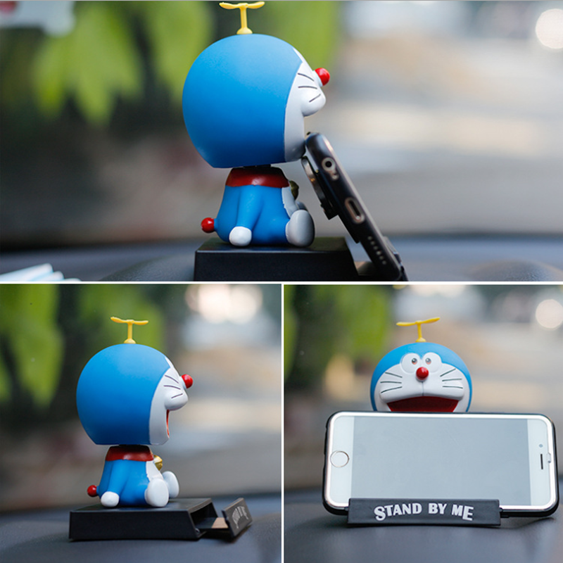 Muñeca de dibujos animados con cabeza de sacudida para decoración de coche, adornos de coche azul gordo, muñeca de gato, decoración Interior de coche, accesorios de coche encantadores, regalo