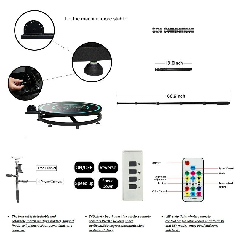 Индивидуальные круглые пользовательские наклейки для Фотокабины 360, 68, 80, 100, 115 дюймов (доставка занимает 7 дней)