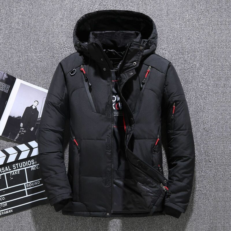 Jacket Male Winter Parkas Men White Duck Down Jacket Hooded Outdoor Multi Pockets Thick Warm Padded Snow Coat Male