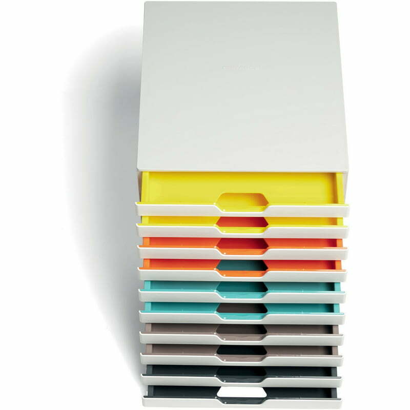 Varicolor Mix 10 서랍 데스크탑 보관함, 흰색 및 다색, 10 서랍-11 인치 높이 X 11.5 인치 너비 X 14 인치 깊이