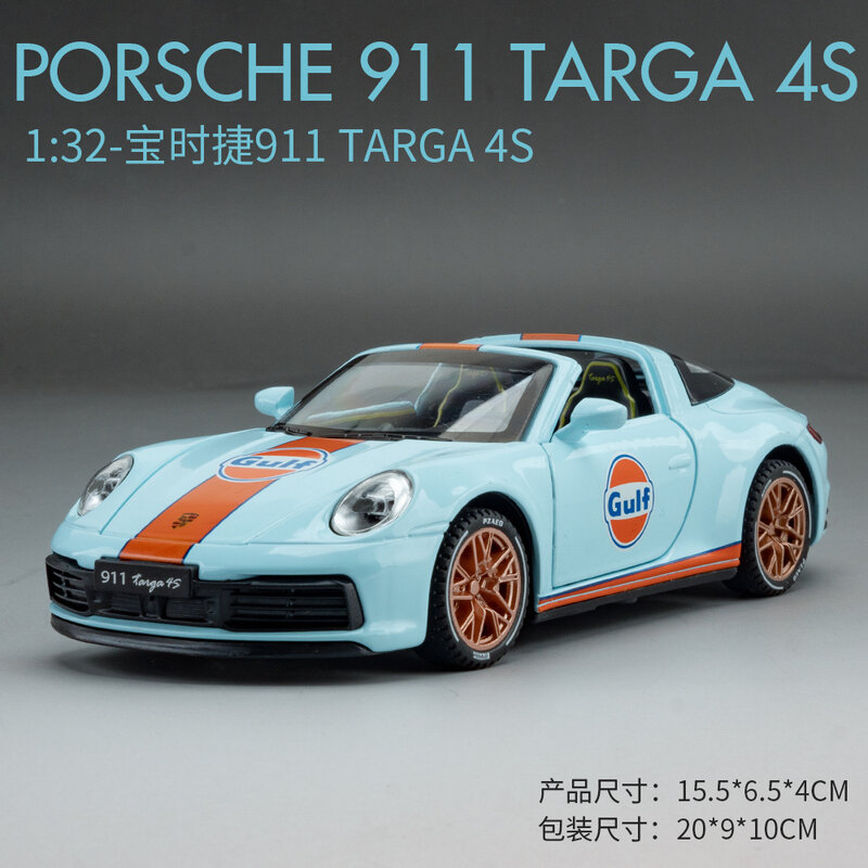 Porsche 911 Targa 4S Convertible Simulação Modelo de carro de liga, Decorar, Presente de coleção, Brinquedo para menino, Fundição, F365, 1:32