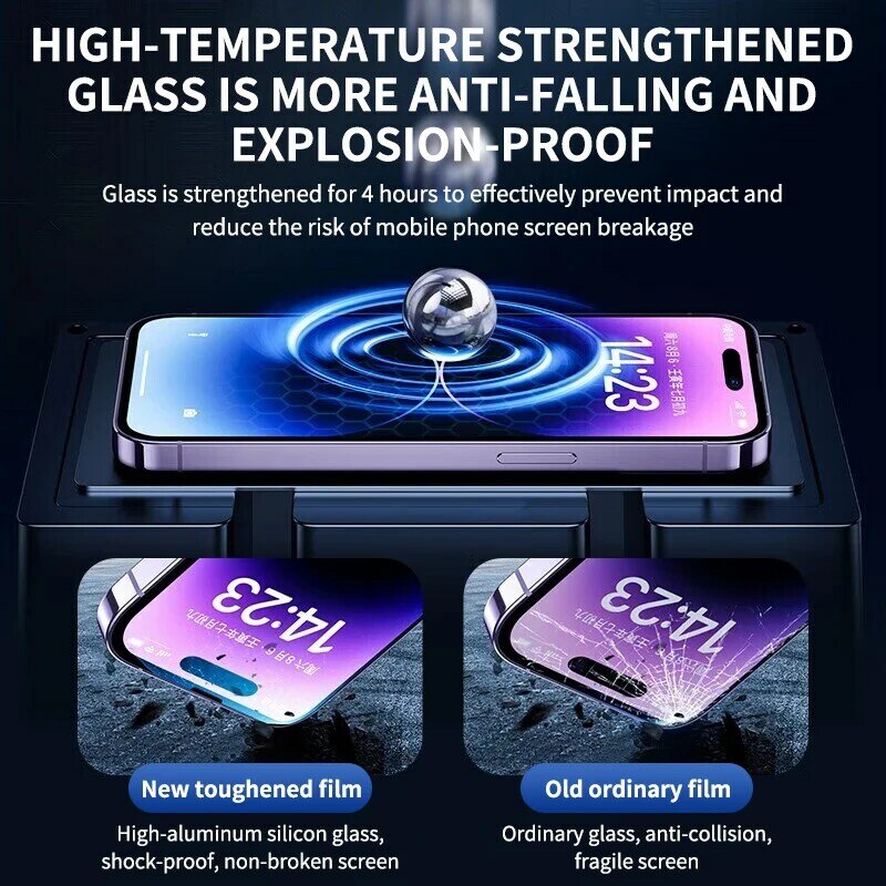 4 pezzi di vetro temperato per iPhone 14 15 Pro Max proteggi schermo per iPhone 15 11 12 13 Pro XR X XS Max 15 Plus HD Film Glass