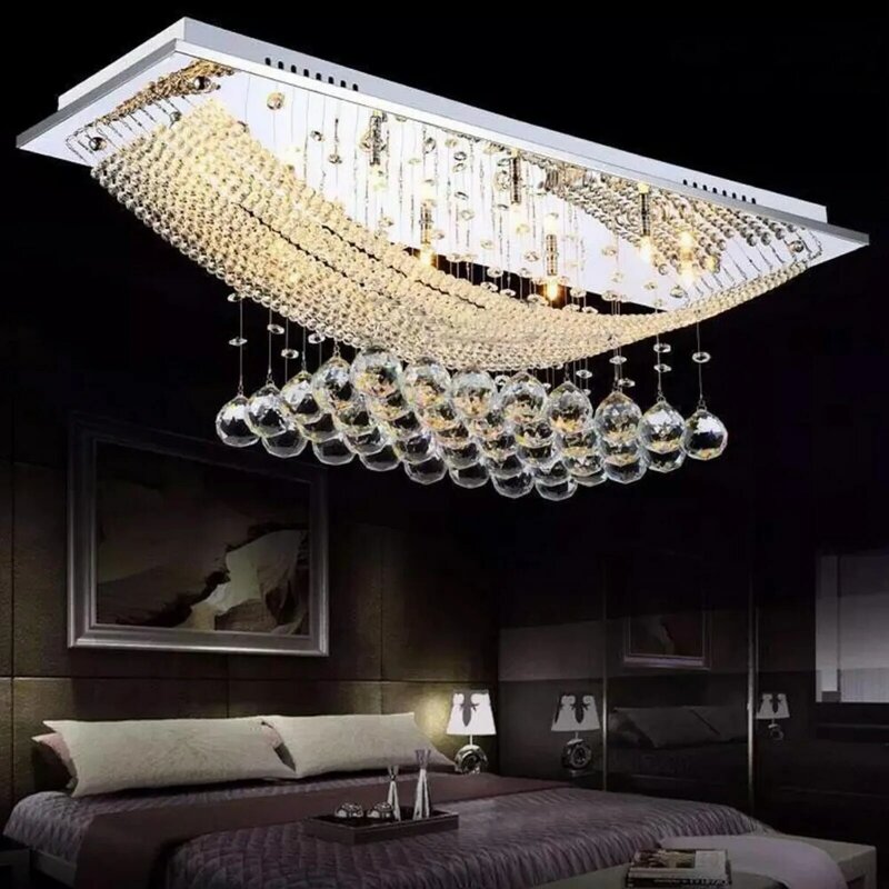 8 lampadari di cristallo per l'illuminazione moderna del soffitto a goccia di pioggia-