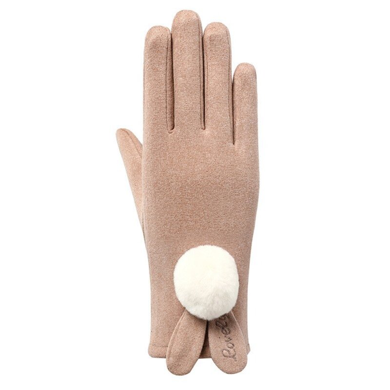 Women Suede Warm Gloves Fashion Comfort Heat Preservation Full Finger Gloves Driving Soft Embroidered Bow Gloves