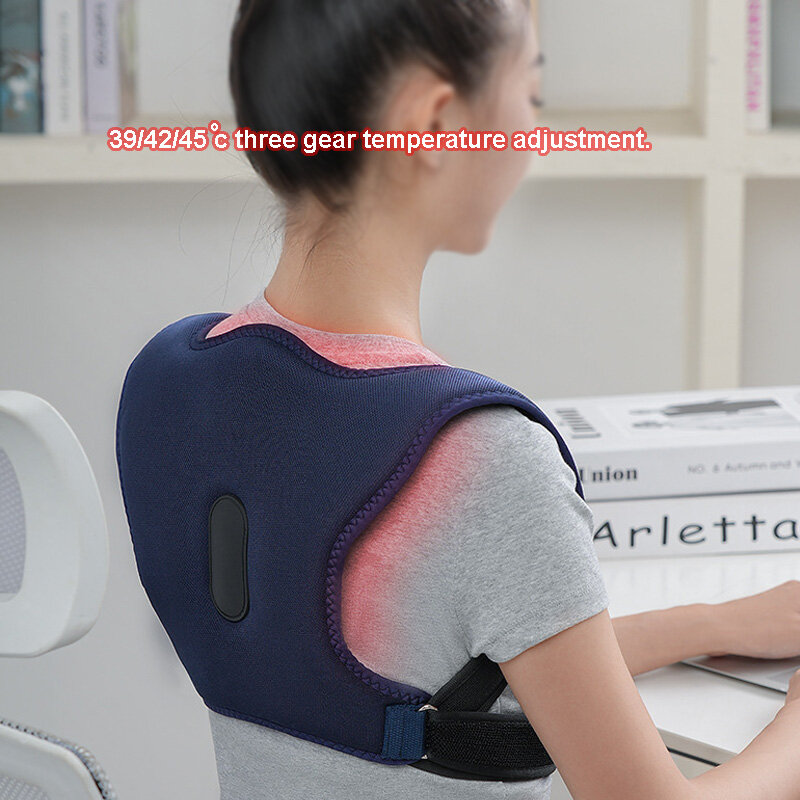 Masajeador de estiramiento de compresión caliente para espalda y hombros, terapia de vibración inalámbrica, alivio del dolor, correa de soporte térmico