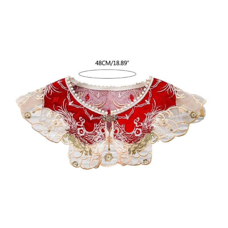 Collar Floral bordado 652F para mujer, Collar Hanfu con borlas, chal Floral, Collar decorativo chino Yunjian Hanfu