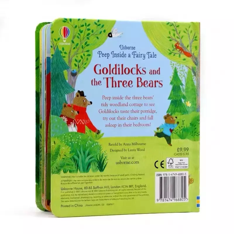 Goldilocks and Three Bears Usborne Peep Inside Fairy Tale Picture Book for Children Learning Montessori Kids Bedtime Book