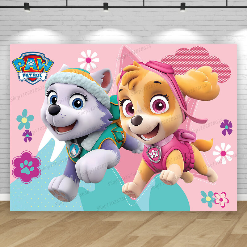 Paw Patrol Birthday Backdrop Decoration Kids Girs Boy Party Photography Background Puppy Event Banner Poster Photo Studio Props