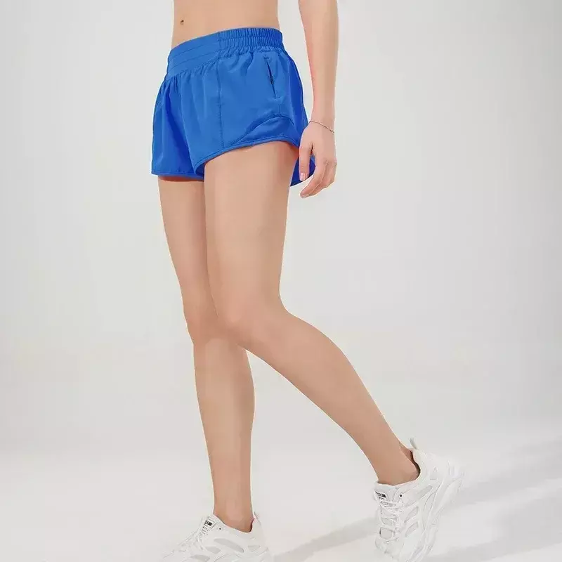 Lemon-pantalones cortos de Yoga para mujer, Shorts deportivos de entrenamiento para correr, bolsillo con cremallera lateral, ligeros, transpirables, Control de barriga