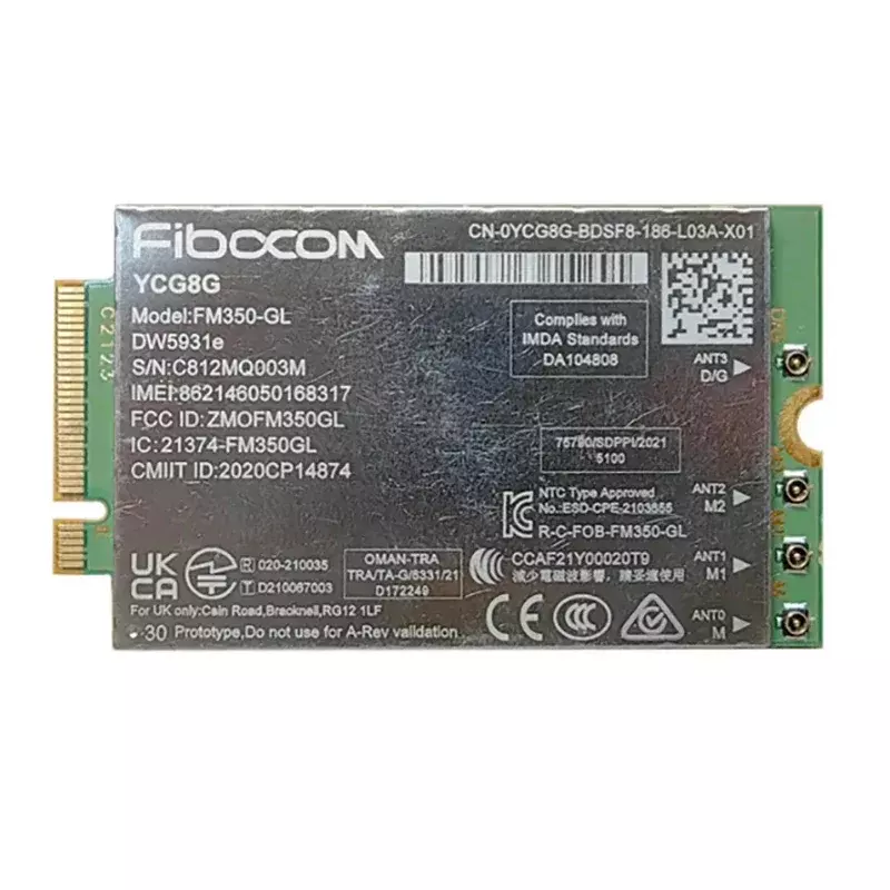 Fibocom FM350-GL DW5931e 5G M.2 модуль для ноутбука Dell Latitude 5531 9330 3571 4x4 MIMO GNSS модем
