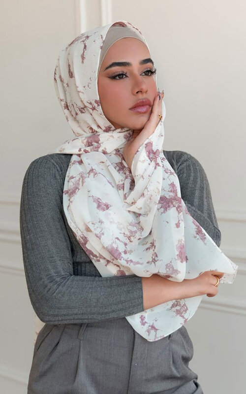 Foulard Hijab en Mousseline de Soie pour Femme Musulmane, Châle Imprimé, Long, Modal, Uni, Doux, Islamique, Arabe, Sauna, Cadeau, 70x180cm