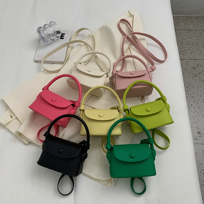 Y2K Style Candy Color Leather Super Mini Crossbody Bags For Women 2023 Korean Fashion Lady Lipstick Handbags and Purses Female