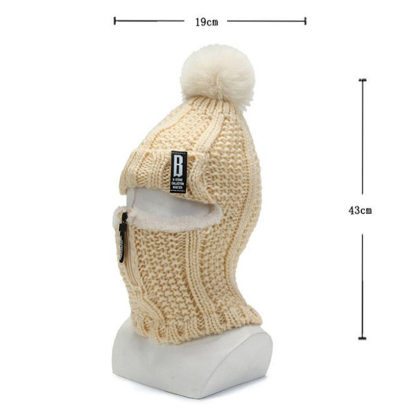 Bonnet de ski coupe-vent en laine pour femme, optique en tricot extérieur, écharpe siamoise, col chaud, garde le visage au chaud, bonnets, hiver