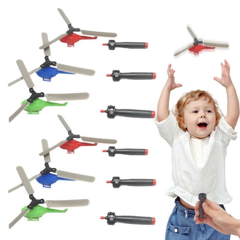 Hand Helicopter 6pcs Propeller Toy Flying Spin Copter Funny Learning & Educational Toys Pull String Flying Toy Flying Helicopter