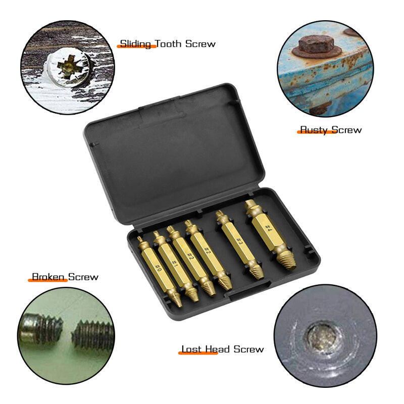 HSS Damaged Screw Extractor Drill Stripped Screw Extractor Remover Set Double Ended Broken Screw Bolt Demolition Tools
