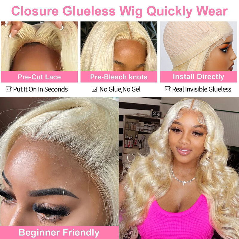 HD 613 Blonde Body Wave 4X4 Glueless Closure Wig 13x6 Lace Front Human Hair Wigs Colored Honey 13x4 Lace Frontal Wig For Women