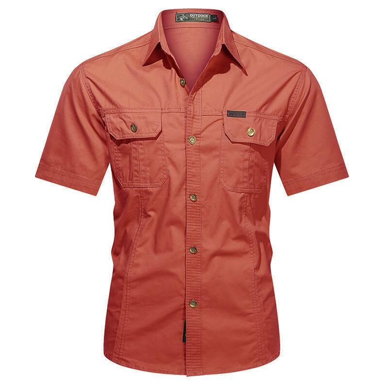 Новые мужские технические мужские рубашки карго с коротким рукавом 100% хлопок Повседневная Однотонная рубашка Мужская Рабочая Рубашка с карманами тактическая рубашка