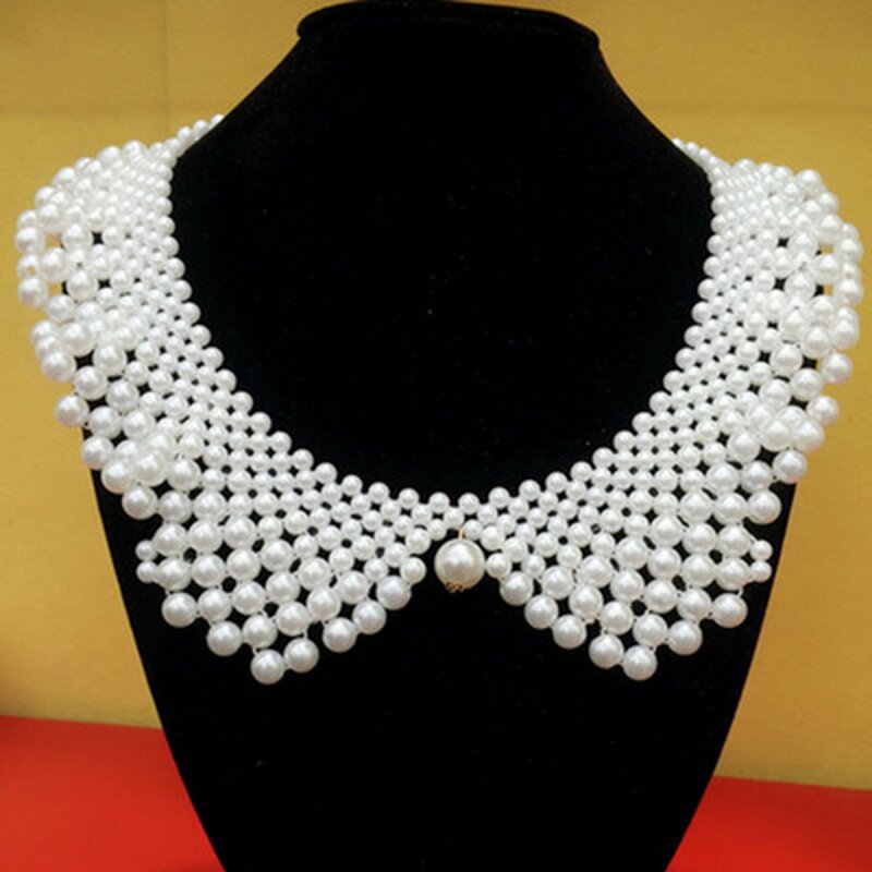 Faux col en perles détachables pour femmes, décoration de robe de mariée pour fête