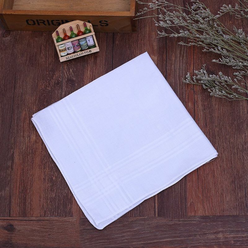 12Pcs Cotton Handkerchiefs Pure Hankies Jacquard Striped Pocket Square Towel DIY Dropship