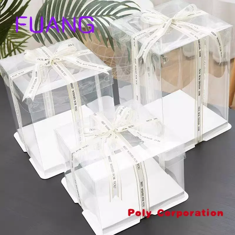 Emballage de boîte à gâteau en plastique transparent, conception personnalisée, vente en gros